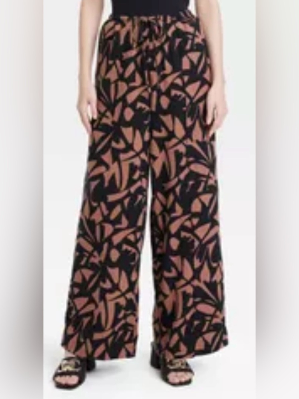 A New Day high-rise wide leg linenblend pull on pants NWT